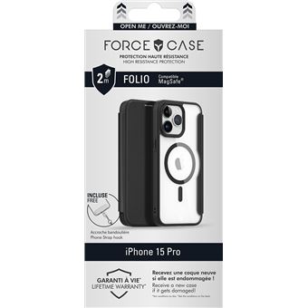 Folio Renforcée Forcecase Magsafe pour iPhone 15 Pro Noir