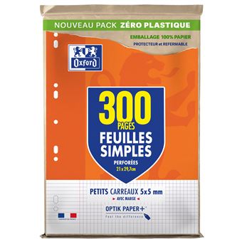 OXFORD Lot De 5 Copies Doubles A4 Petits Carreaux 5×5 Mm – 200 Pages – Optik Paper Extra Blanc – Étui Cartonné Verni