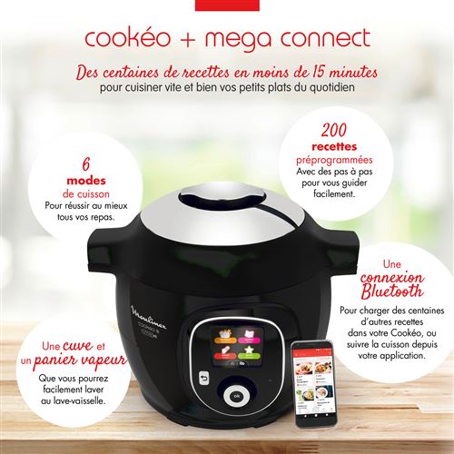 Mijoteur Connecte Moulinex Cookeo Avec Kit Mega Yy4403fb 1600 W Noir Achat Prix Fnac