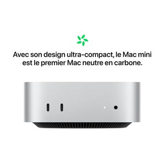 Apple Mac Mini 256 Go 16 Go RAM Puce M4 CPU 10 Cœurs GPU 10 Cœurs
