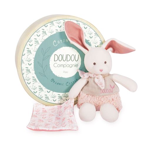 Doudou botanic bio - lapin mm avec doudou rose - taille 22 cm