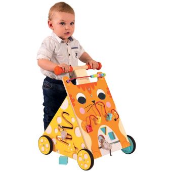 Chariot multi-activités Janod chat en bois