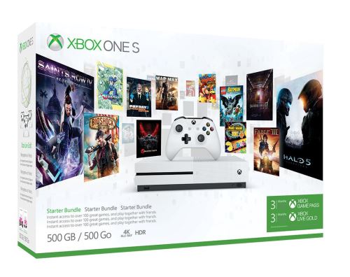 Microsoft Xbox One S - Starter Bundle - console de jeux - 4K - HDR - 500 Go HDD - blanc