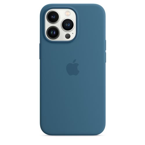 Coque iPhone 13 Pro en silicone souple effet peau de pêche bleu ciel