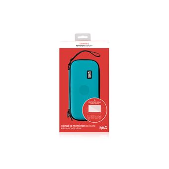 Pack Housse de protection Bleu et rouge néon + Protection d'écran en verre trempé Under Control pour Nintendo Switch