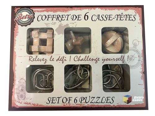 RIVIERA GAMES Coffret 6 casse-tete  en bois et m&eacute;tal