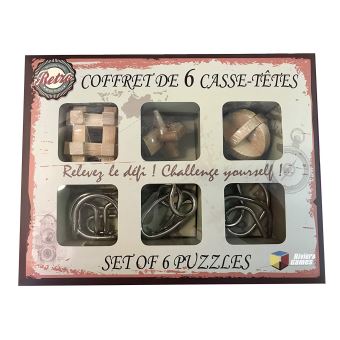 Coffret 6 casse-tete Riviera Games en bois et métal