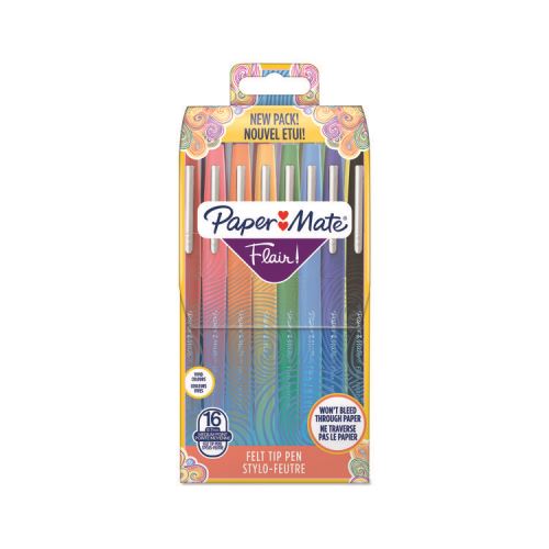 Paper Mate Flair Original - 16 feutres - Assortiment de couleurs - pointe moyenne 0.7mm