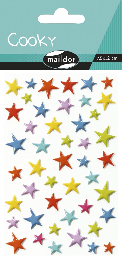 Cooky 1 planche 75 x 120 mm Etoiles couleurs - 560501C