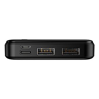 Batterie de Secours 10000mAh 2 Sorties USB 2.4A Compact et Léger Maxlife Noir