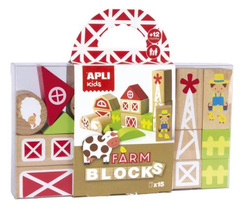 Cubes en bois Apli Ferme 15 unités