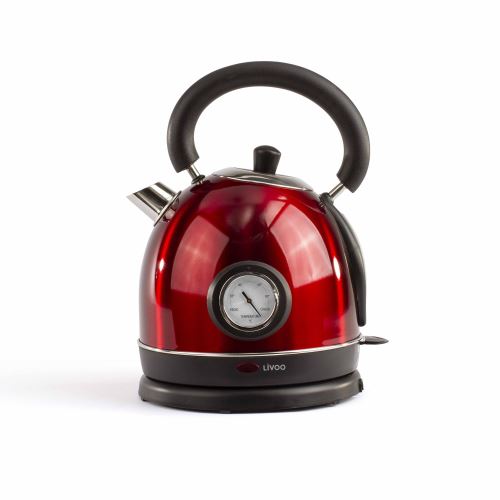 Bouilloire rétro sans fil Livoo avec thermomètre 1800 W Rouge