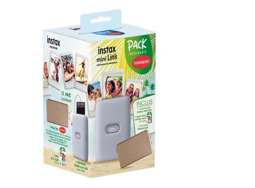 Pack Imprimante photo Instax Mini Link Blanc + Film Instax Mini 10 vues + Mini Bag Blanc Havaianas