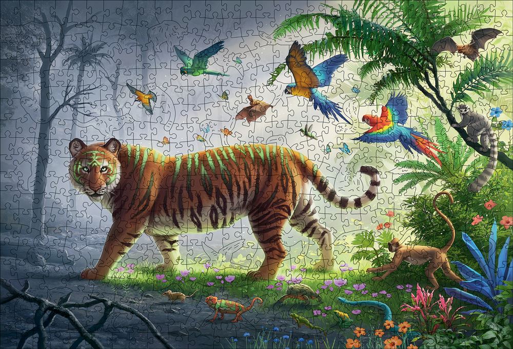 Puzzle 500 pièces Ravensburger Famille de tigres blancs - Puzzle