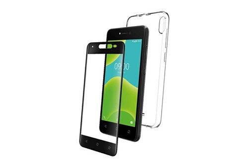 Pack coque flexible et verre trempé imprimé Wiko pour Wiko Y50 Noir