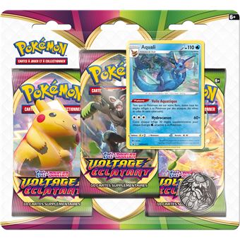 Pack 3 boosters Pokémon Epée et Bouclier 4 Modèle aléatoire