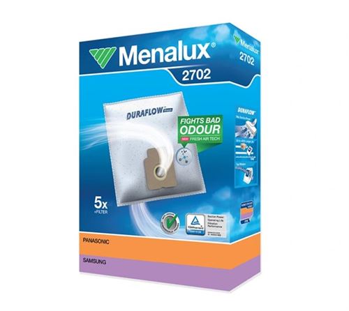 Pack de 5 Sacs aspirateur avec 1 filtre Menalux 2702 Blanc
