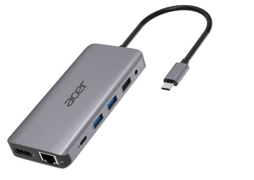 Station d'accueil Hub USB Type C 12 en 1 Acer HP.DSCAB.009 Argent