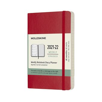 Agenda scolaire semainier Moleskine Pocket Couverture souple 2021-2022 Rouge