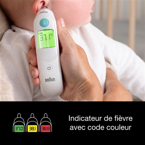 Thermometre Interieur Braun ThermoScan 6 Thermomètre Auriculaire | Affichage Numérique Avec Code Couleur |Indicateur De Stabilité ExacTemp | Convient Aux Bébés Et Aux Mouche Bebe