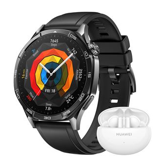 Pack Fnac Montre connectee Huawei Watch GT5 46 mm acier inoxydable avec bracelet en fluoroelastomere Noir FreeBuds 5i Blanc Montre connectee Achat prix fnac