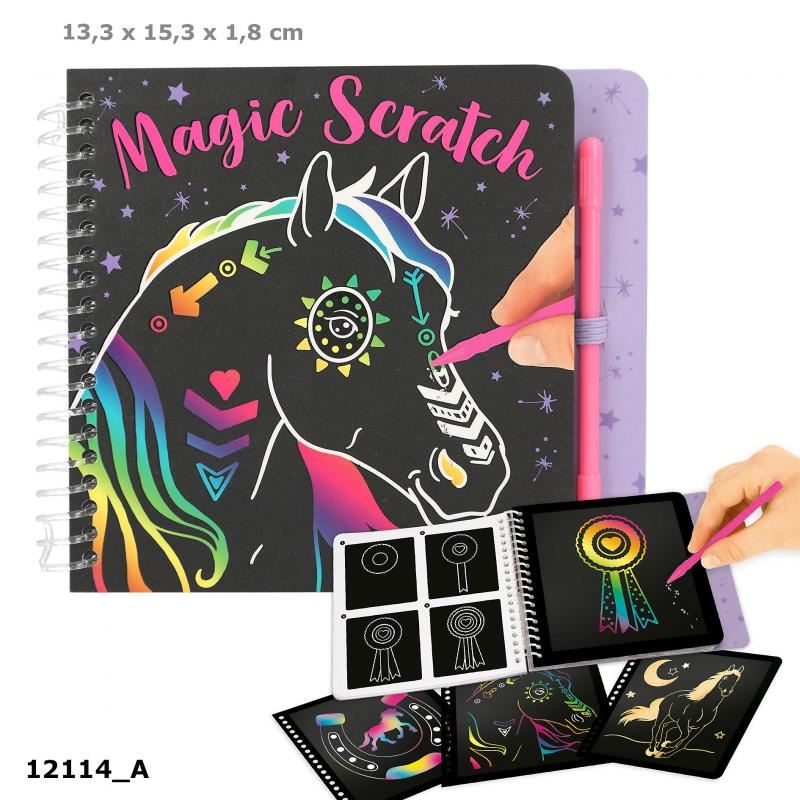 Depesche Miss Melody Magic Scratch Book - Livre à Gratter Motifs Chevaux Arc-en-Ciel