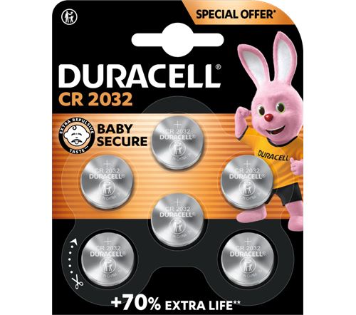 Lot de 6 piles Duracell lithium CR2032 Argent