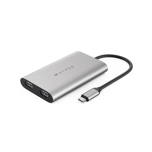 Adaptateur USB Type C vers 2 Ports HDMI HyperDrive Gris pour MacBook Air Pro et PC Hyper HDM1H 