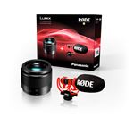 Kit accessoires pour Lumix Micro 4/3 : Objectif à focale fixe Lumix 25 mm F1.7 + Micro Vidéomicro 2 Noir et Rouge