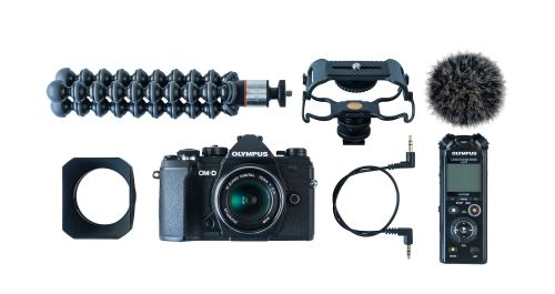 Appareil Photo Hybride Olympus E-M5 MKIII Noir + ED 12mm f/2 MSC + Microphone LS-P4 Noir + Minitrépi