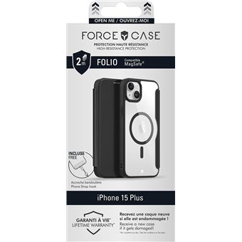 Folio Renforcée Forcecase Magsafe pour iPhone 15 Plus Noir