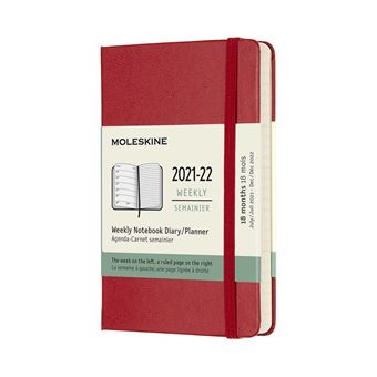 Agenda scolaire semainier Moleskine Pocket Couverture rigide 2021-2022 Rouge