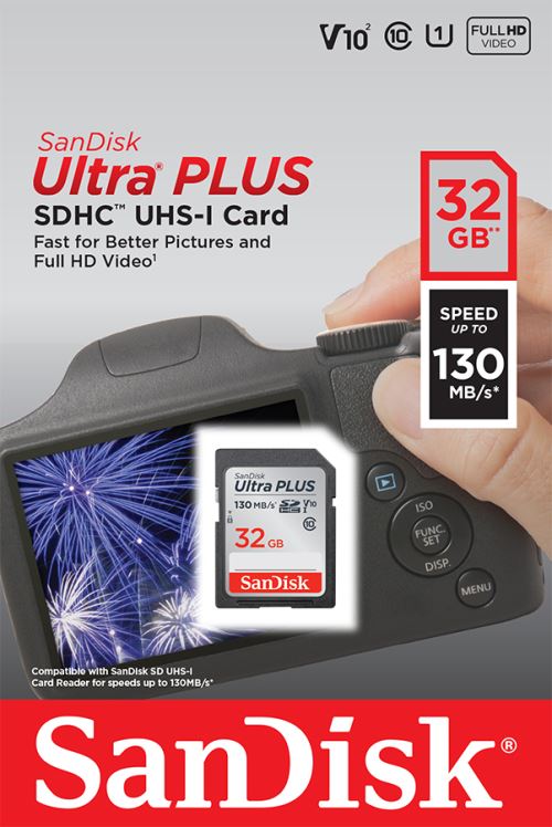Carte mémoire SanDisk Ultra+ SDHC UHS I V10²