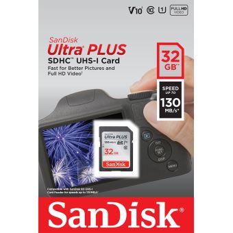 Carte mémoire SanDisk Ultra+ SDHC UHS-I 32 Go V10²