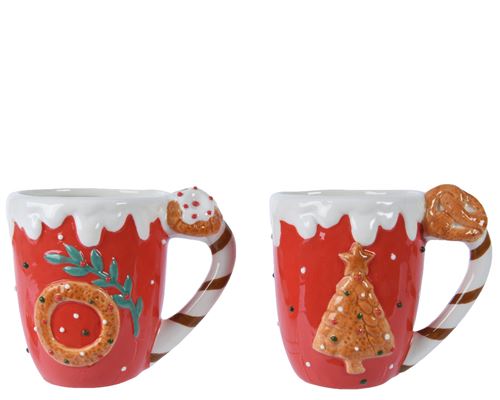 Mug dolomite brillant motif sapin a/anse bretzel - motif donut a/anse gateau 2asstree patten w pretzel ear - donut pattern w cake earCertifie alimentaire:OuiDecoration:motif sapin a/anse bretzel - motif donut a/anse gateauFinition:brillant