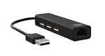 Hub USB T'nB USB-A vers 3x USB-A et RJ45 Noir