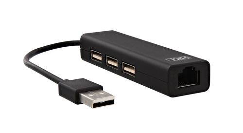 Hub USB T'nB USB-A vers 3x USB-A et RJ45 Noir