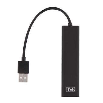 Hub USB T'nB USB-A vers 3x USB-A et RJ45 Noir