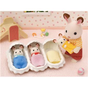 Les triplés lapin chocolat et accessoires puériculture Sylvanian Families