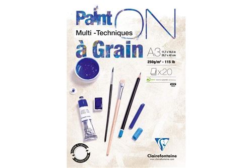 Bloc Multi-Technique De 20 Feuilles A3 À Grain Clairefontaine Paint'On