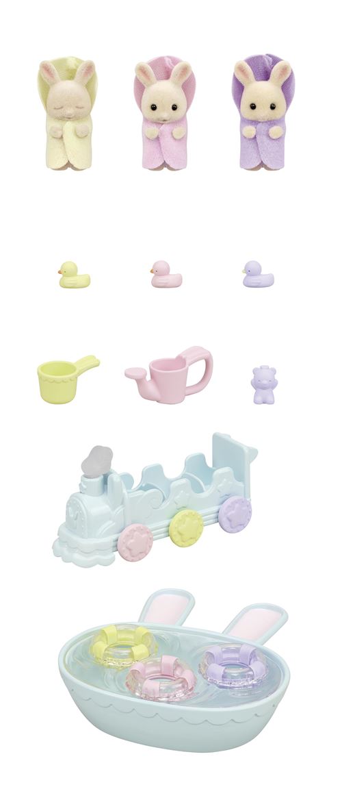Les triplés Lapin Crème et accessoires de bain - Figurines et accessoires Sylvanian  Families - Achat en ligne