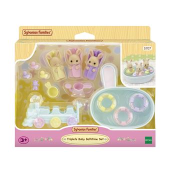 Figurines Sylvanian Families Les triples Lapin Crème et accessoires de bain