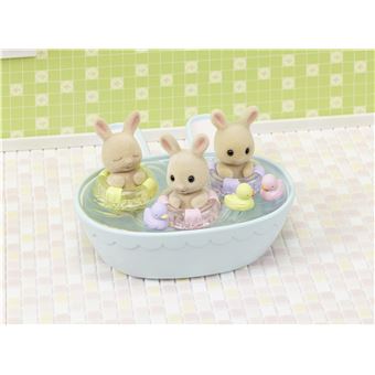 Figurines Sylvanian Families Les triples Lapin Crème et accessoires de bain