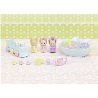 Figurines Sylvanian Families Les triples Lapin Crème et accessoires de bain