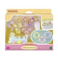 Ensemble Famille Hamsters Sylvanian Families - Père, Mère, Triplés Et Poussette