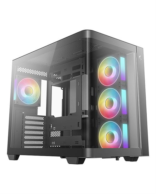 Boîtier PC gaming DeepCool CG530U 4F moyen tour noir ARGB avec panneau latéral verre trempé