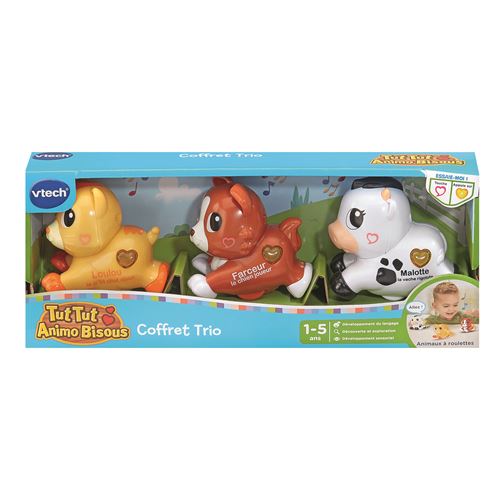 Coffret Animaux Interactifs Vtech 80-426805 – 3 Animaux à Roulettes