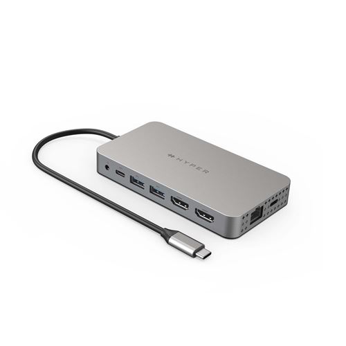 Hub USB Type-C 10 en 1 vers 4K HDMI HyperDrive Gris pour MacBook Air/Pro et PC