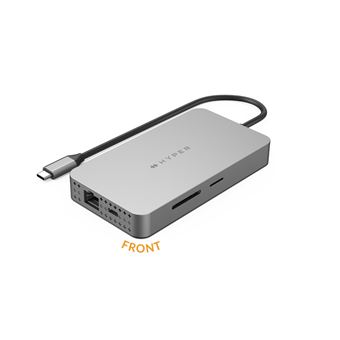 Hub USB Type-C 10 en 1 vers 4K HDMI HyperDrive Gris pour MacBook Air/Pro et PC
