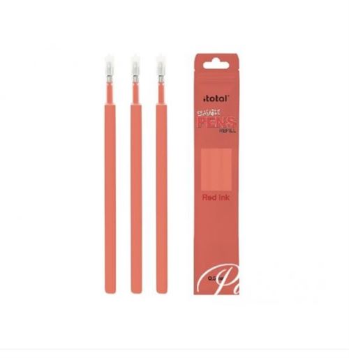 Set 3 pièces recharges stylos effaçables Itotal 0,5 mm Rouge